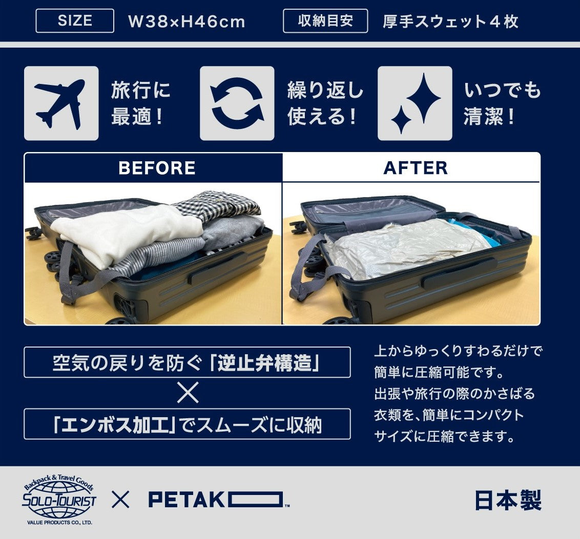 衣類瞬間圧縮袋 PETAKO