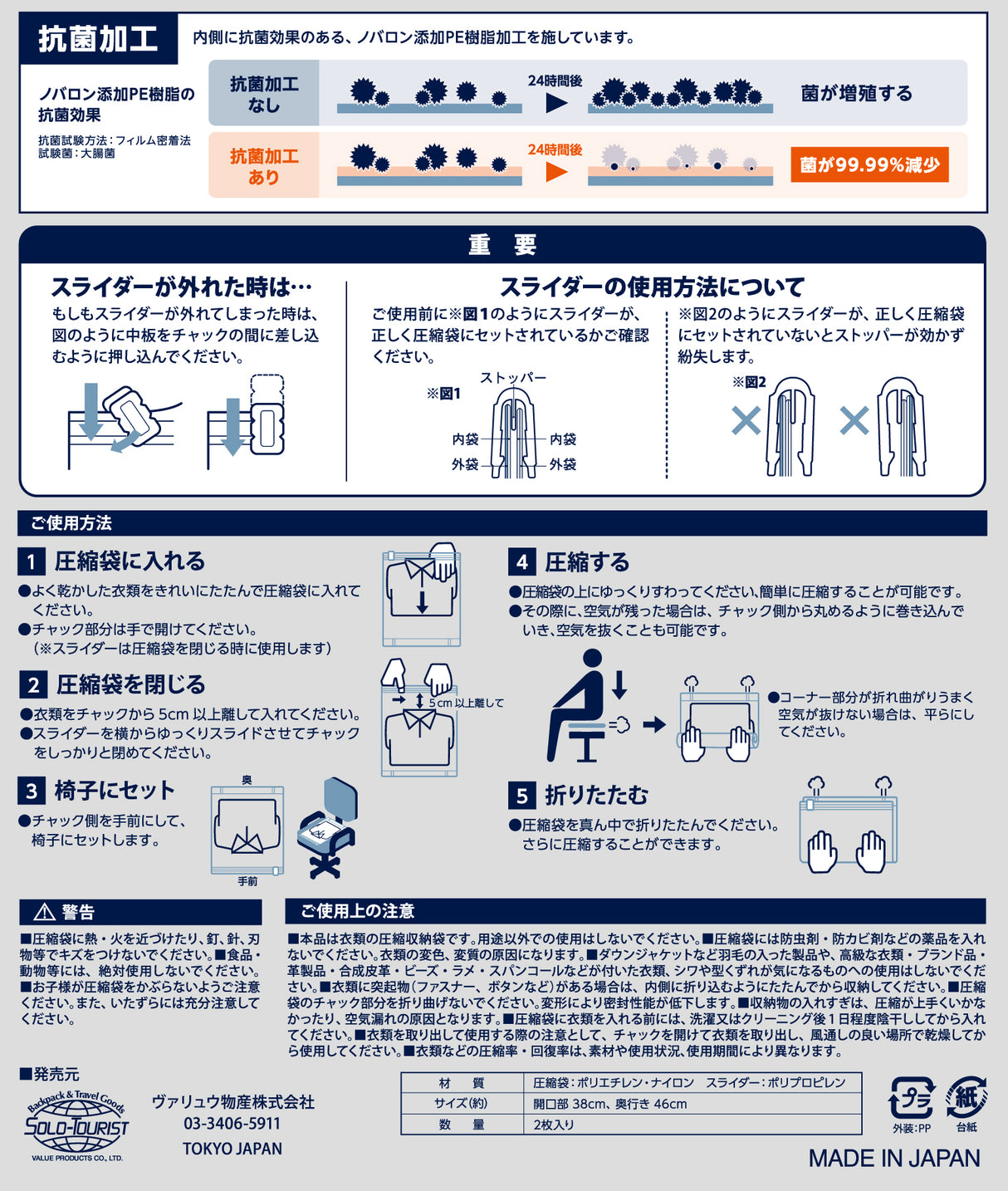 衣類瞬間圧縮袋 PETAKO